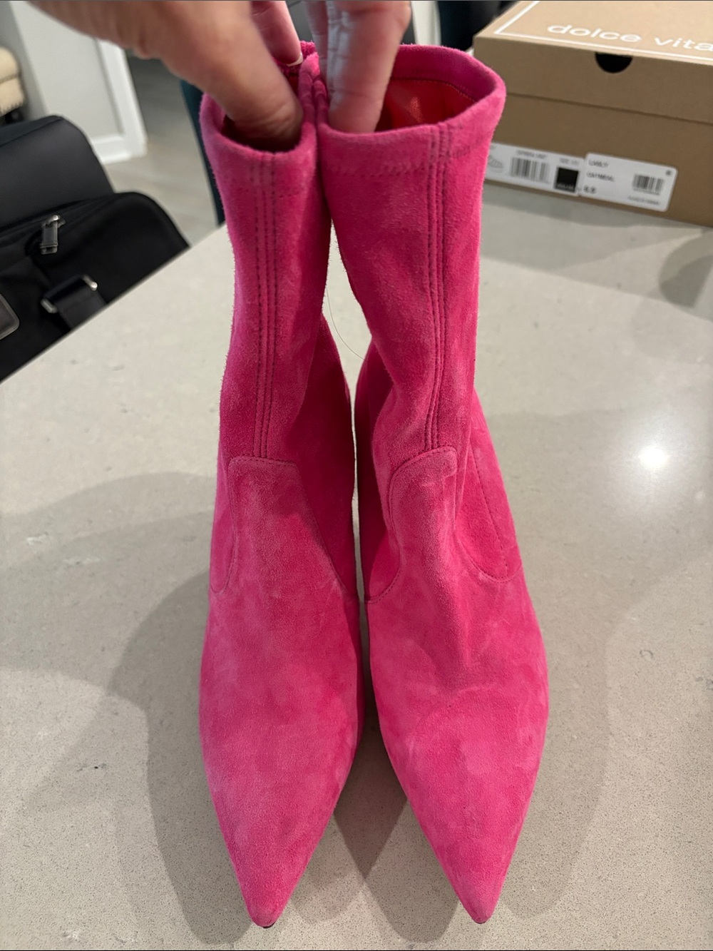 Stuart Weitzman hot pink suede sock booties 6.5 brand new never worn - Picture 5 of 5